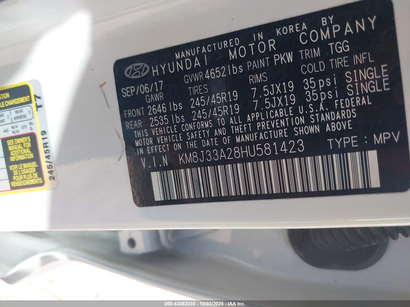 2017 HYUNDAI TUCSON VALUE - KM8J33A28HU581423