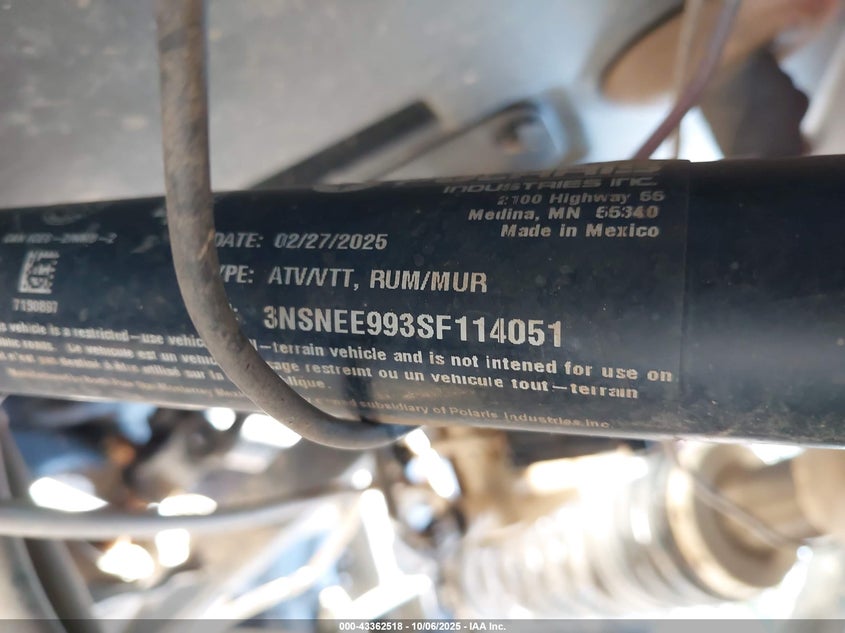2025 Polaris Rzr Xp 1000 Sport VIN: 3NSNEE993SF114051 Lot: 43362518