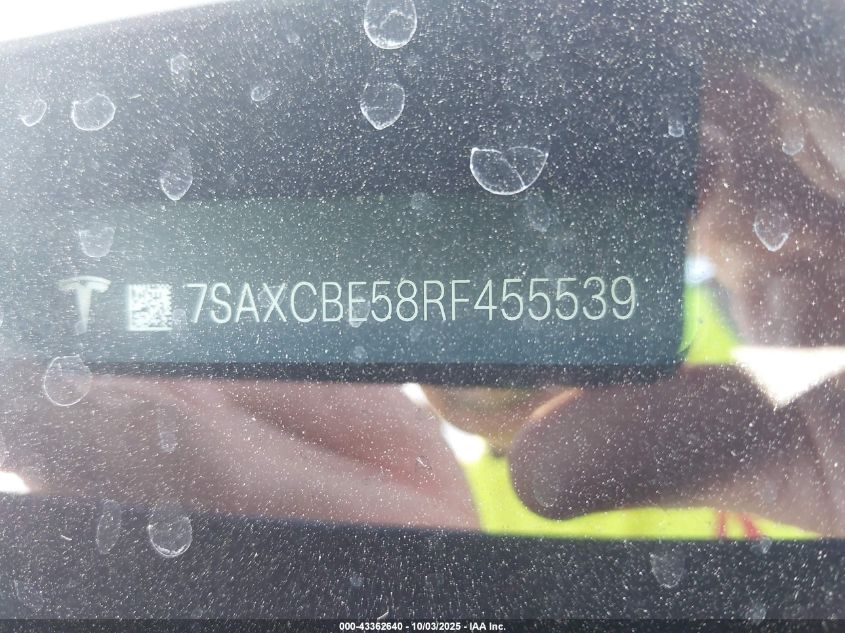 2024 Tesla Model X Long Range VIN: 7SAXCBE58RF455539 Lot: 43362640