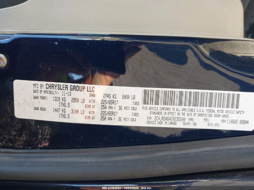 2014 Ram Cargo Tradesman VIN: 2C4JRGAG4ER235500 Lot: 43362822