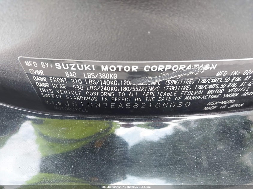 2008 SUZUKI GSX-R600 - JS1GN7EA582106030