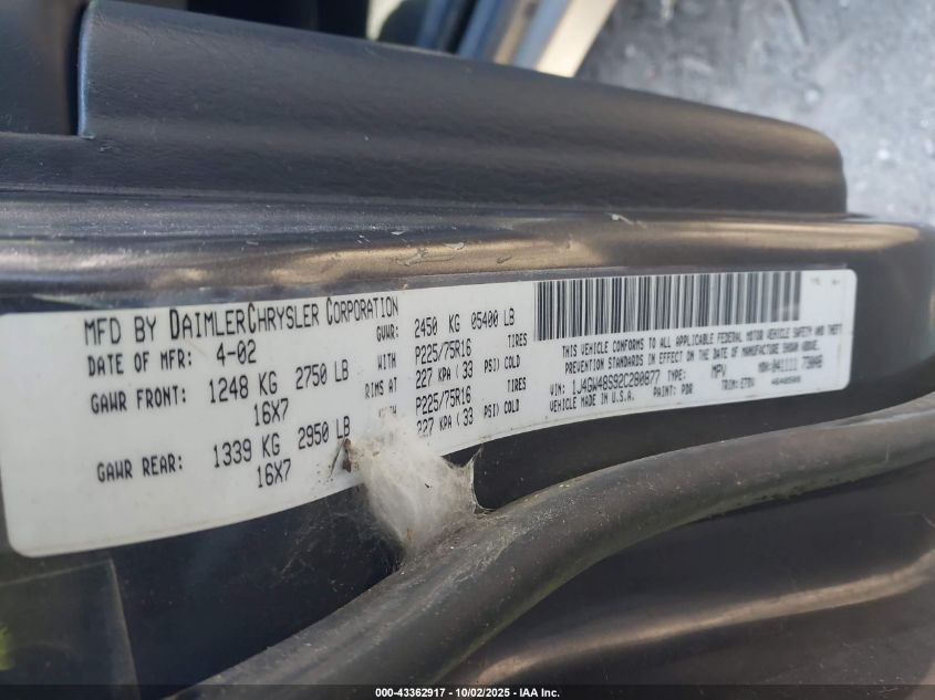 2002 Jeep Grand Cherokee Laredo VIN: 1J4GW48S92C280877 Lot: 43362917