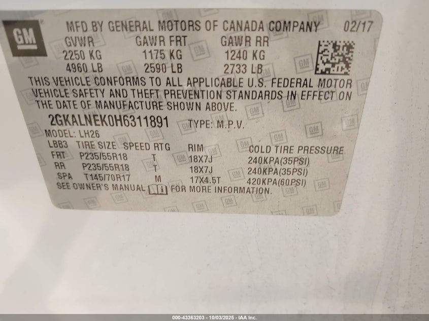 2017 GMC TERRAIN SLE-2 - 2GKALNEK0H6311891