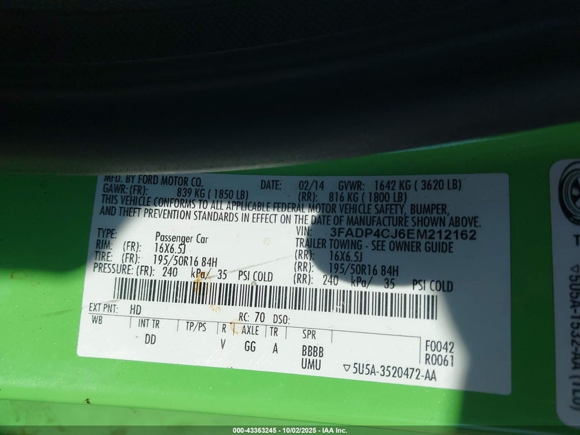 2014 FORD FIESTA TITANIUM - 3FADP4CJ6EM212162