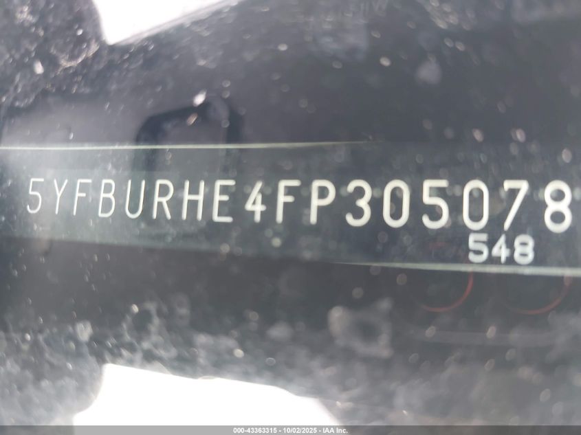 2015 Toyota Corolla S Plus VIN: 5YFBURHE4FP305078 Lot: 43363315
