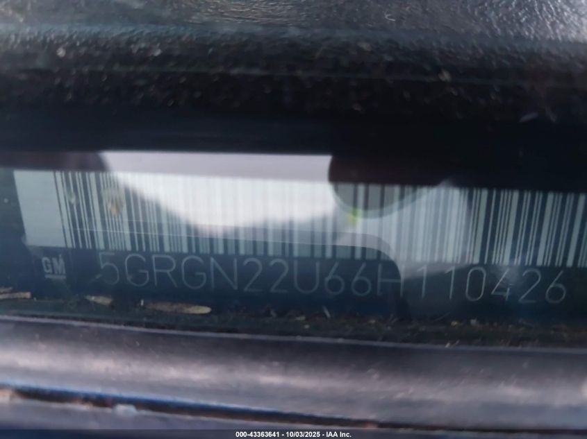 2006 Hummer H2 Sut VIN: 5GRGN22U66H110426 Lot: 43363641