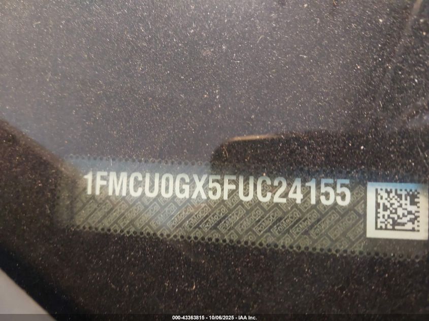 2015 Ford Escape Se VIN: 1FMCU0GX5FUC24155 Lot: 43363815