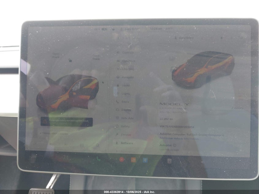 2025 Tesla Model Y Long Range Dual Motor All-Wheel Drive VIN: 7SAYGAEE0SF223994 Lot: 43363914