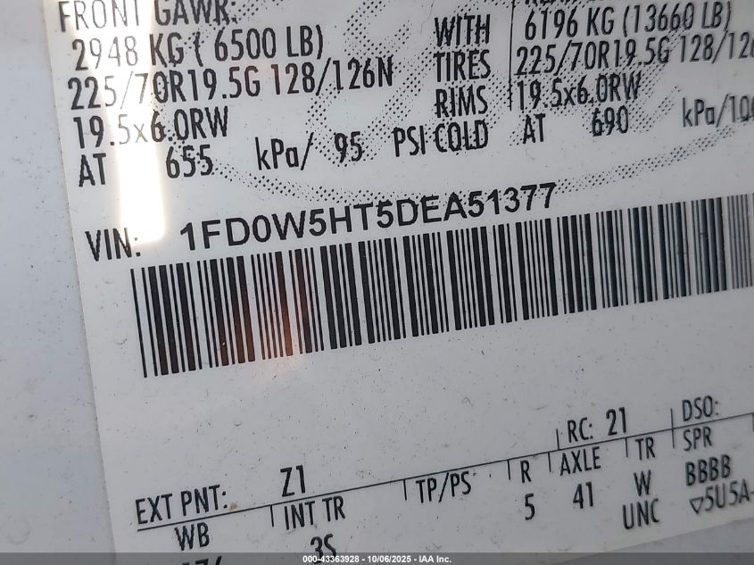 2013 Ford F-550 Chassis Xlt VIN: 1FD0W5HT5DEA51377 Lot: 43363928