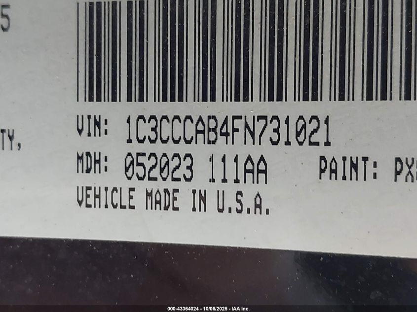 2015 Chrysler 200 Limited VIN: 1C3CCCAB4FN731021 Lot: 43364024