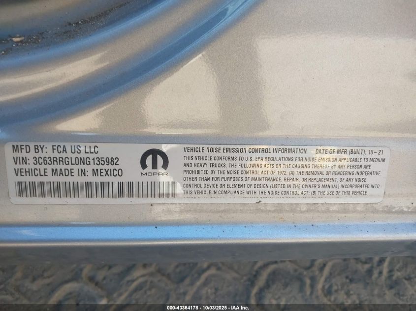 2022 Ram 3500 Tradesman 4X4 8' Box VIN: 3C63RRGL0NG135982 Lot: 43364178