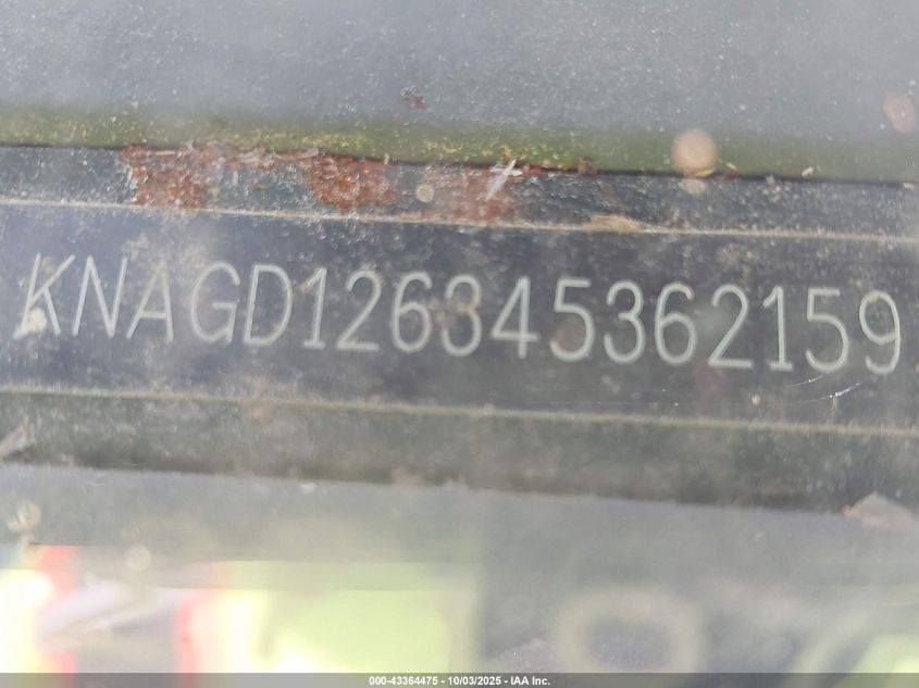 2004 Kia Optima Ex/Lx VIN: KNAGD126345362159 Lot: 43364475