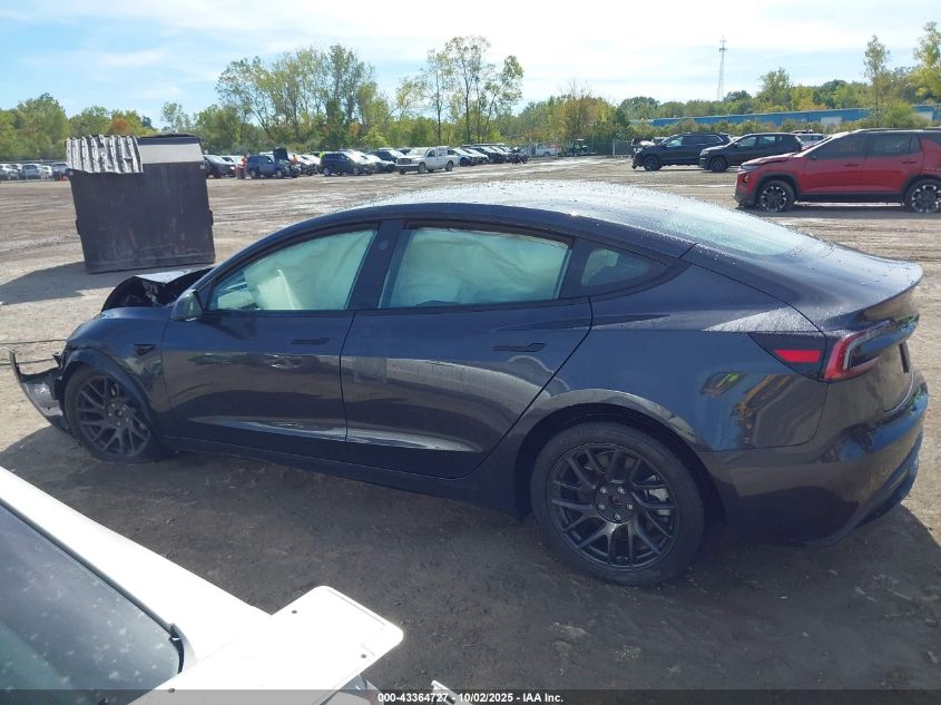 2025 Tesla Model 3 Long Range All-Wheel Drive VIN: 5YJ3E1EB3SF877455 Lot: 43364727
