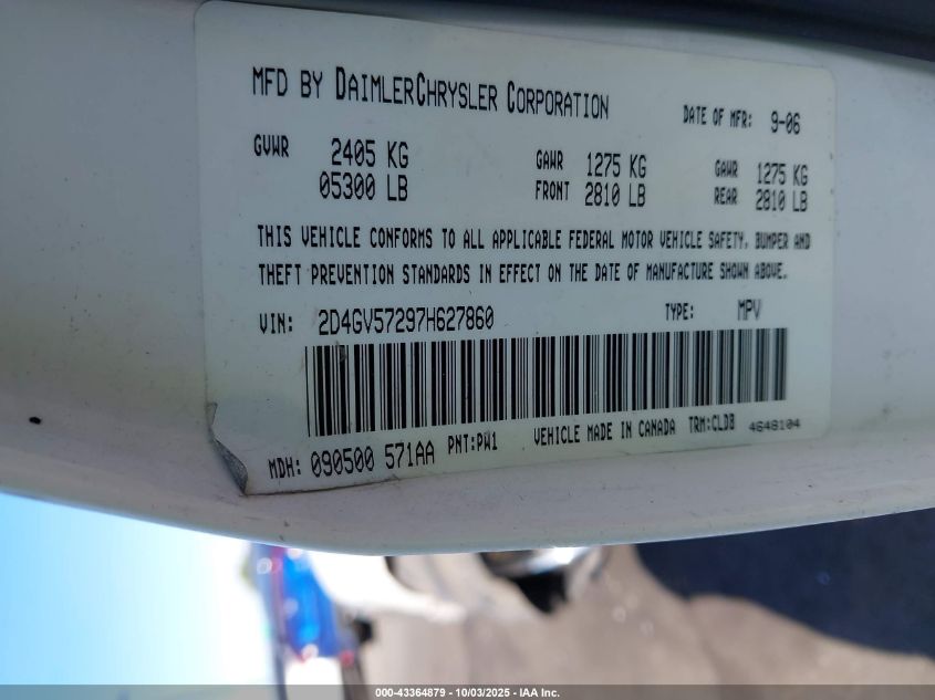 2007 Dodge Magnum Rt VIN: 2D4GV57297H627860 Lot: 43364879