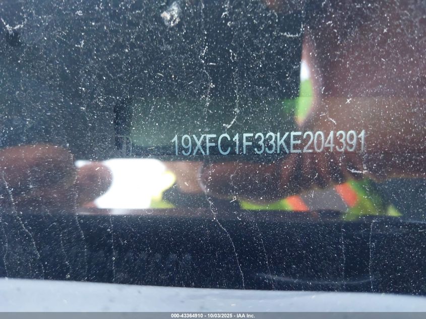 2019 Honda Civic Ex VIN: 19XFC1F33KE204391 Lot: 43364910
