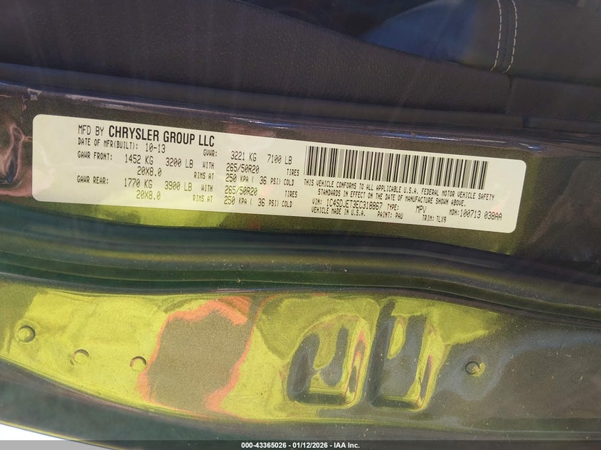 2014 Dodge Durango Citadel VIN: 1C4SDJET3EC318867 Lot: 43365026