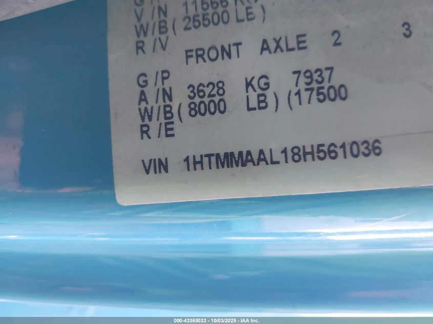 2008 International 4000 4300 VIN: 1HTMMAAL18H561036 Lot: 43365033