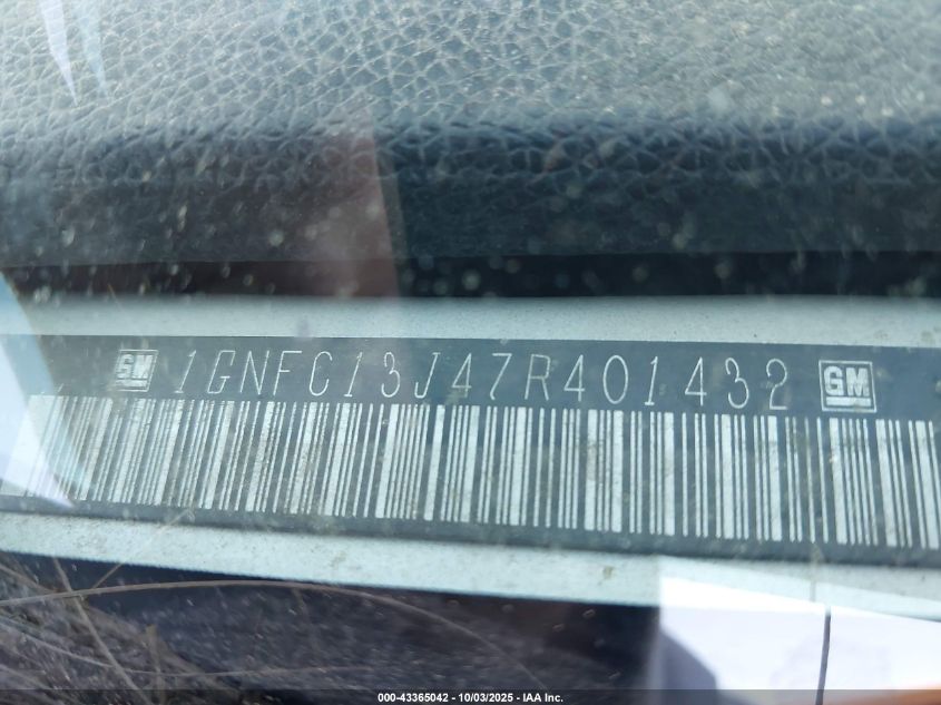 2007 Chevrolet Tahoe Lt VIN: 1GNFC13J47R401432 Lot: 43365042