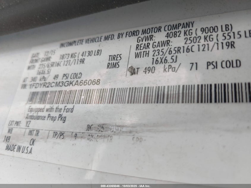 2016 FORD TRANSIT-250 - 1FDYR2CM3GKA66068