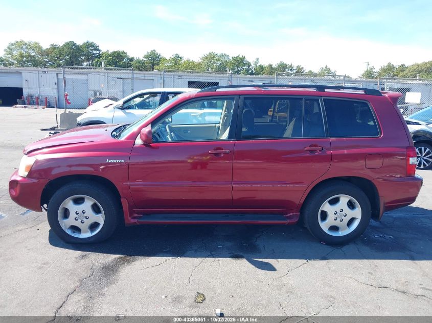 2005 Toyota Highlander Limited V6 VIN: JTEEP21A750097592 Lot: 43365051