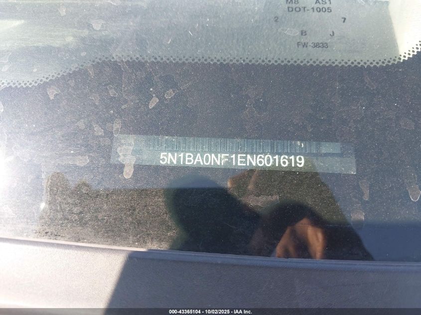 2014 Nissan Armada Platinum VIN: 5N1BA0NF1EN601619 Lot: 43365104