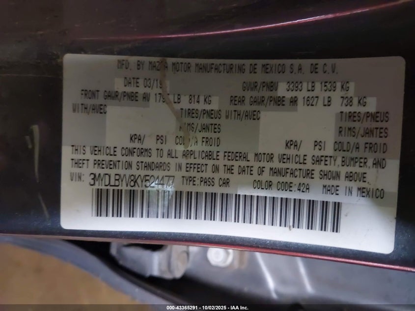 2019 TOYOTA YARIS LE - 3MYDLBYV8KY524477