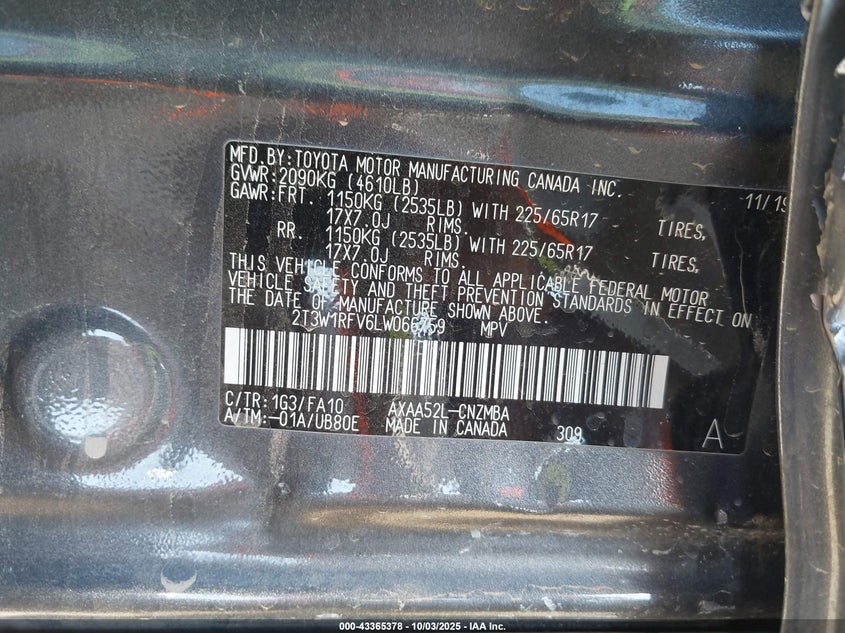 2020 TOYOTA RAV4 XLE - 2T3W1RFV6LW066759