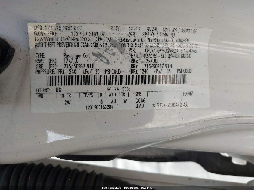 2013 Ford Focus Titanium VIN: 1FADP3J26DL112486 Lot: 43365520