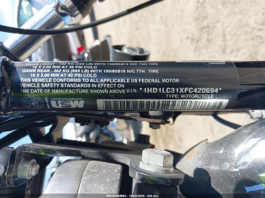 2015 Harley-Davidson Xl1200 Forty-Eight VIN: 1HD1LC31XFC420694 Lot: 43365663