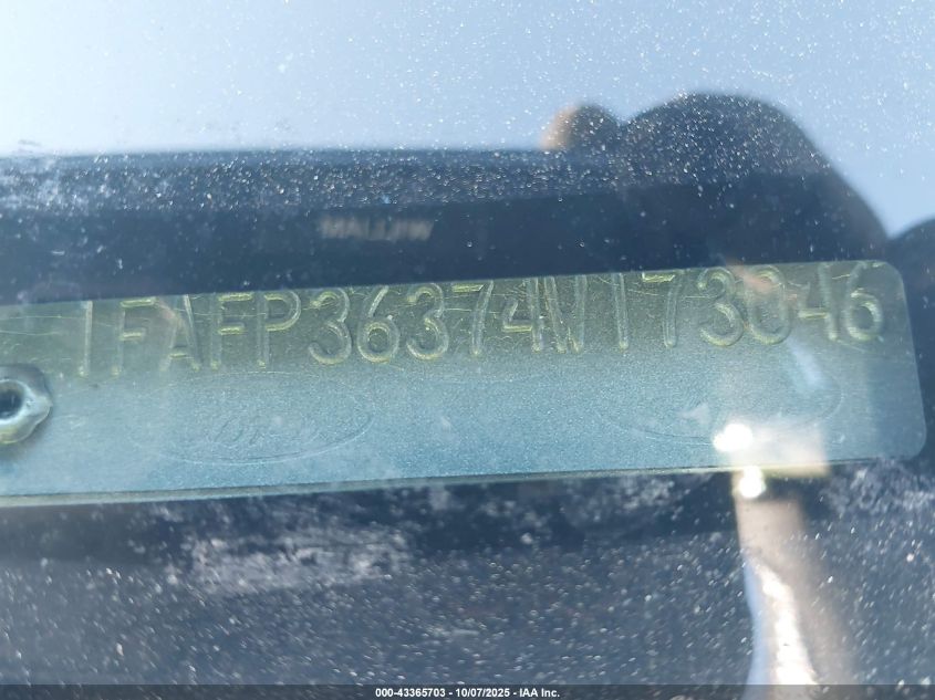 2004 Ford Focus Se VIN: 1FAFP36374W173046 Lot: 43365703