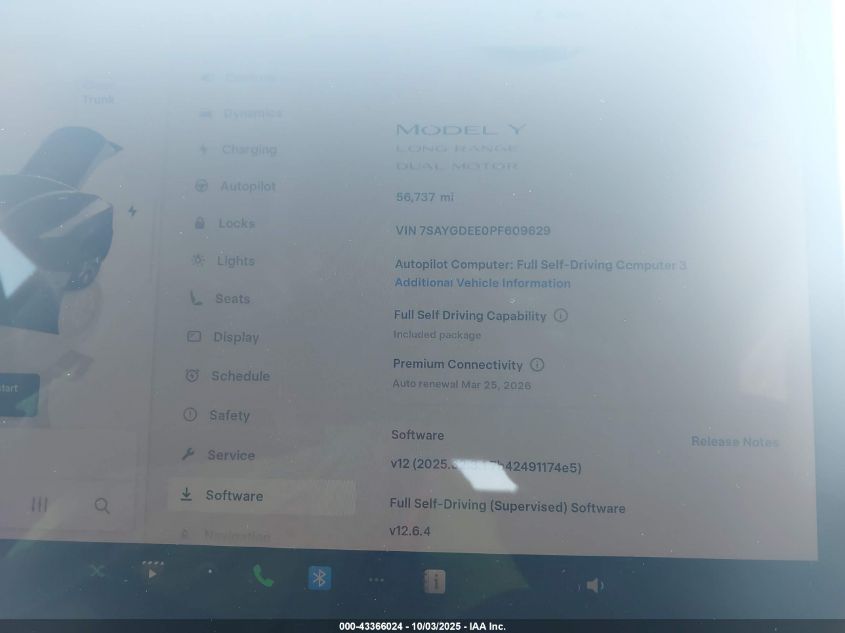 2023 Tesla Model Y Awd/Long Range Dual Motor All-Wheel Drive VIN: 7SAYGDEE0PF609629 Lot: 43366024