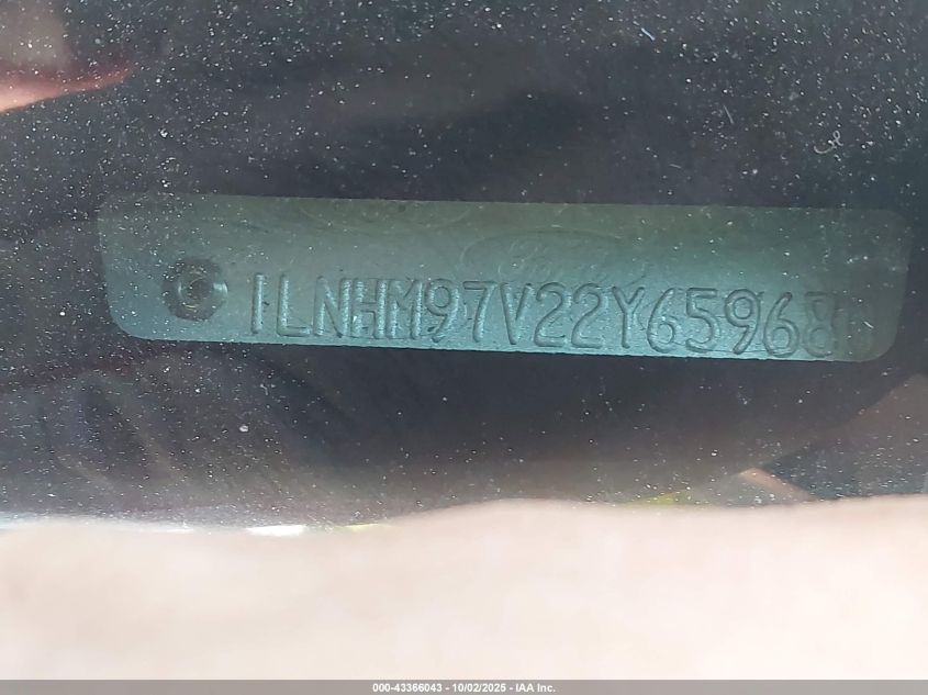 2002 Lincoln Continental VIN: 1LNHM97V22Y659680 Lot: 43366043