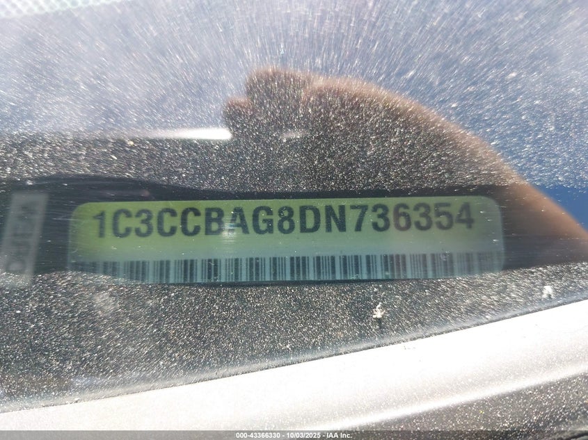 2013 Chrysler 200 Lx VIN: 1C3CCBAG8DN736354 Lot: 43366330