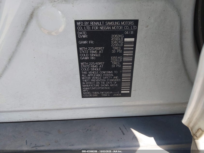 2018 NISSAN ROGUE SV - KNMAT2MT2JP587600