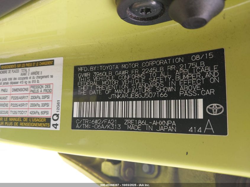 2016 Scion Im VIN: JTNKARJE8GJ507166 Lot: 43366387