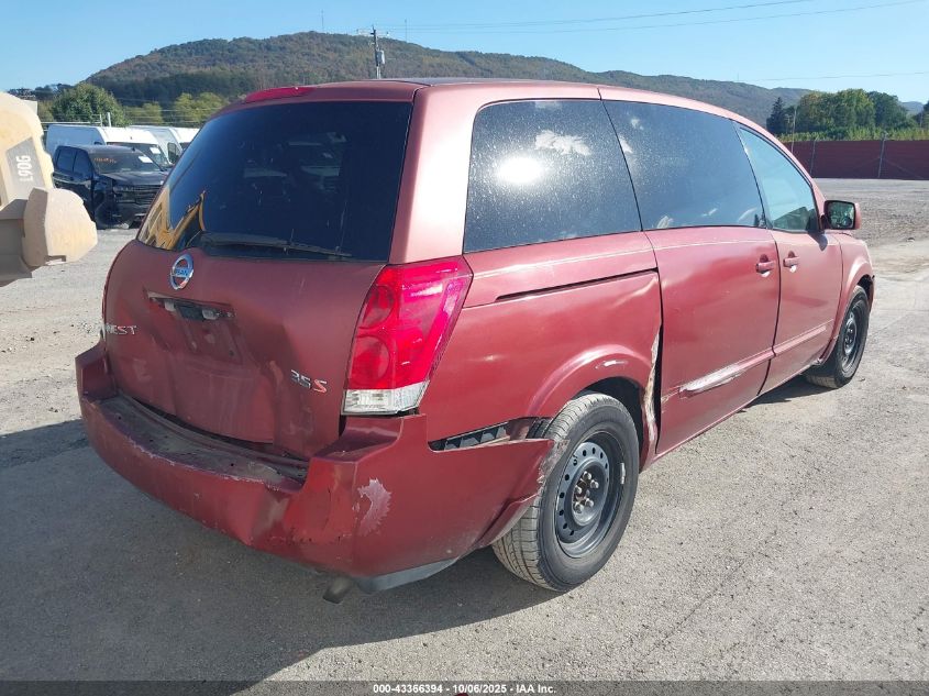 2004 Nissan Quest 3.5 S VIN: 5N1BV28U74N336892 Lot: 43366394