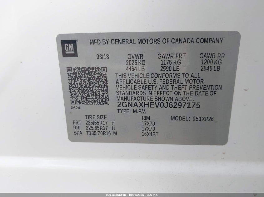 2018 CHEVROLET EQUINOX LS - 2GNAXHEV0J6297175