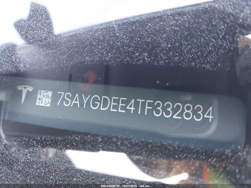 2026 Tesla Model Y Long Range Dual Motor All-Wheel Drive/Long Range Launch Series VIN: 7SAYGDEE4TF332834 Lot: 43366725