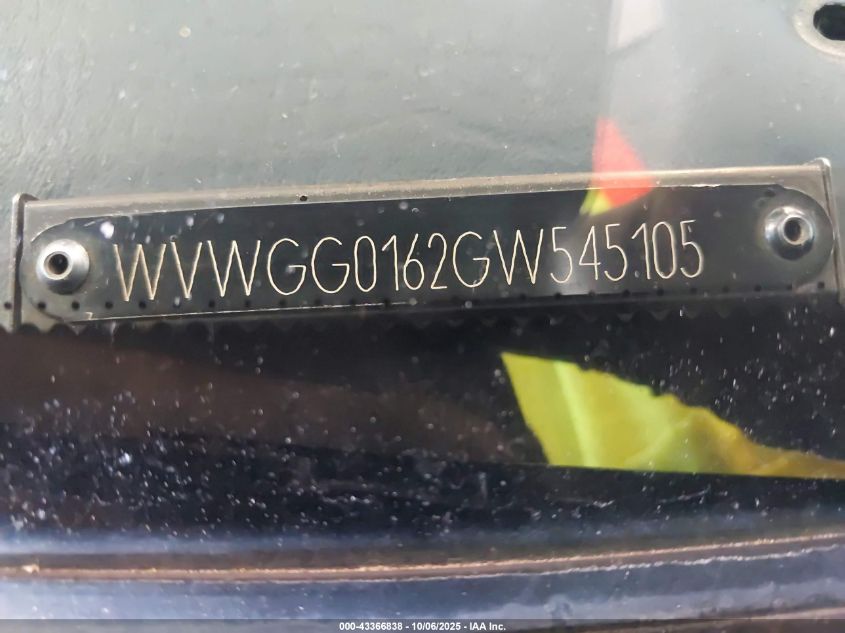 1986 Volkswagen Jetta Deluxe VIN: WVWGG0162GW545105 Lot: 43366838