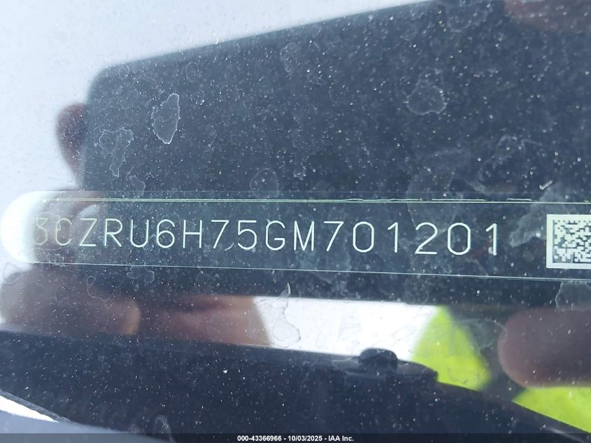 2016 Honda Hr-V Ex-L VIN: 3CZRU6H75GM701201 Lot: 43366966