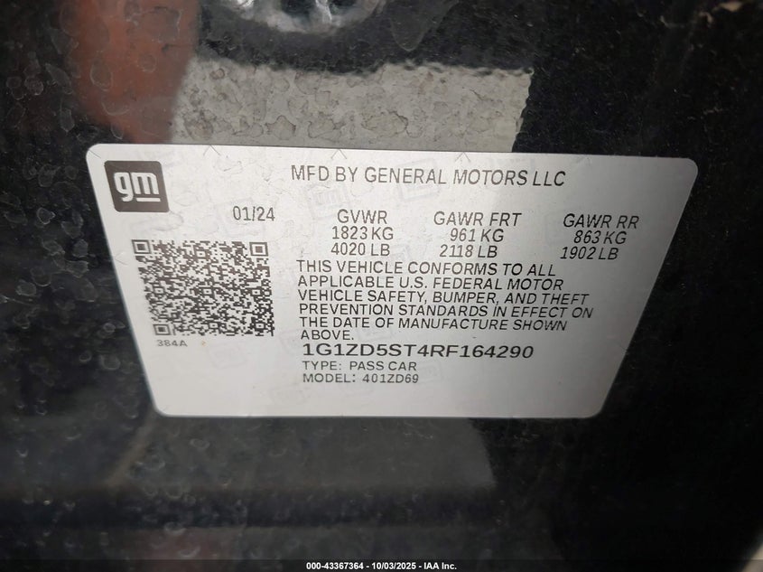 2024 CHEVROLET MALIBU FWD 1LT - 1G1ZD5ST4RF164290