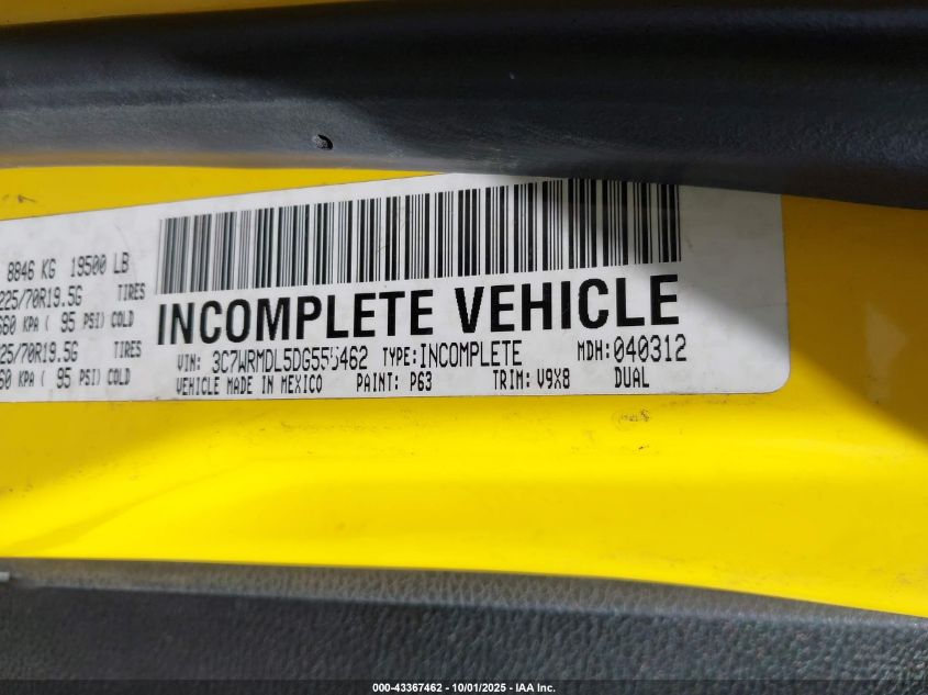 2013 Ram 5500 Chassis Tradesman/Slt VIN: 3C7WRMDL5DG555462 Lot: 43367462