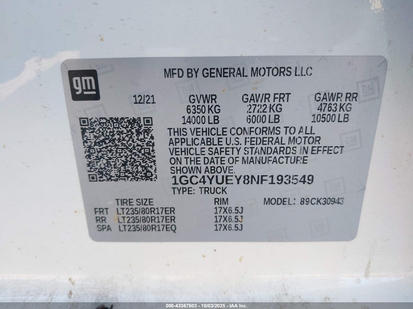 1GC4YUEY8NF193549 2022 CHEVROLET SILVERADO photo no. 8