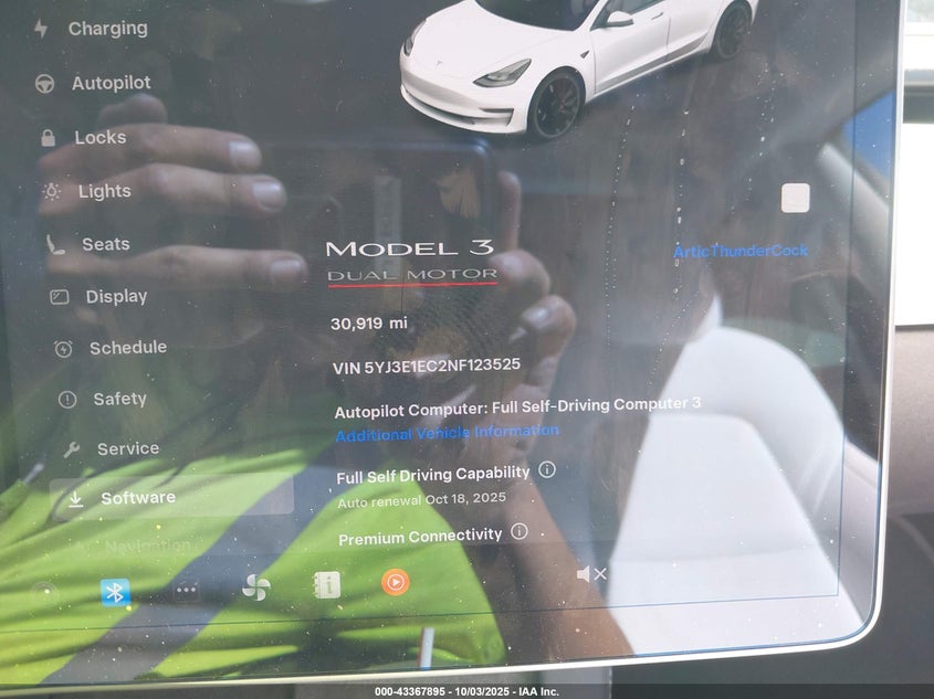 2022 Tesla Model 3 Performance Dual Motor All-Wheel Drive VIN: 5YJ3E1EC2NF123525 Lot: 43367895