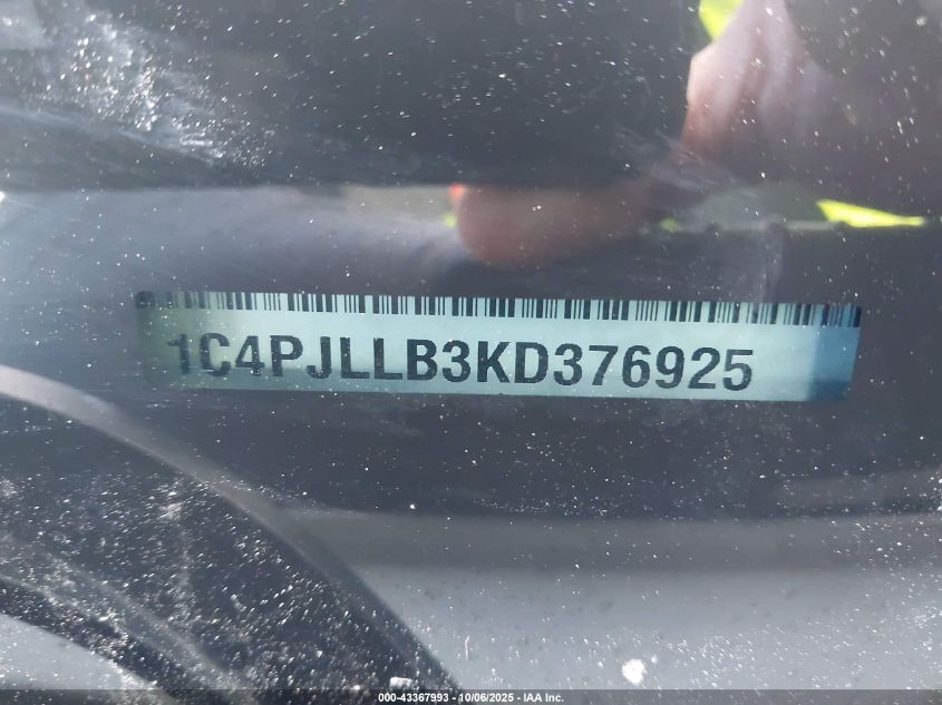 2019 Jeep Cherokee Latitude Plus Fwd VIN: 1C4PJLLB3KD376925 Lot: 43367993