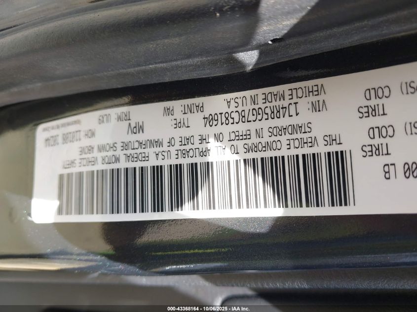 2011 Jeep Grand Cherokee Limited VIN: 1J4RR5GG7BC581604 Lot: 43368164