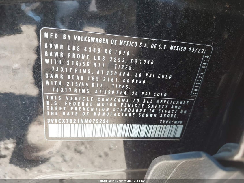 2022 VOLKSWAGEN TAOS 1.5T S - 3VVCX7B21NM075294