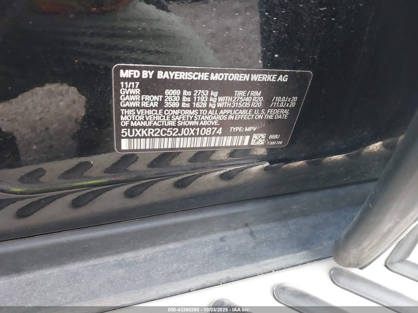 2018 BMW X5 SDRIVE35I 5UXKR2C52J0X10874