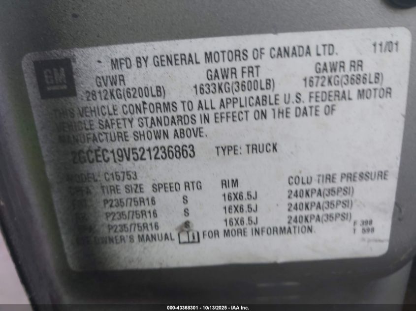 2006 GMC Sierra 1500 Slt VIN: 2GTEC13ZX61333137 Lot: 43368301