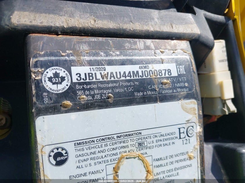 2021 CAN-AM OUTLANDER X MR 850 - 3JBLWAU44MJ000878